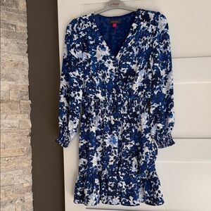 Vince Camuto Navy and White Floral Dress